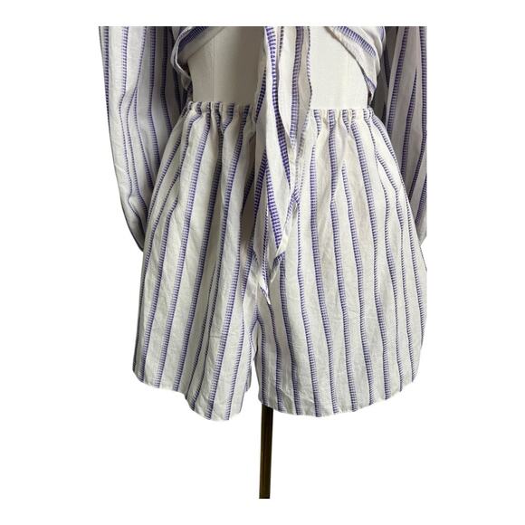 NWT Topshop Striped Romper Womens Playsuit Keyhole Tie front Pinup Smocked - Picture 4 of 10